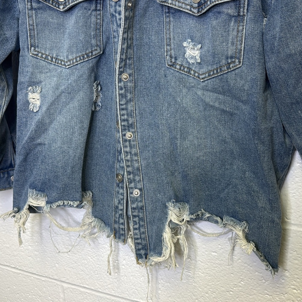 GB Girls Light Blue Distressed Denim Jacket - Picture 5 of 7